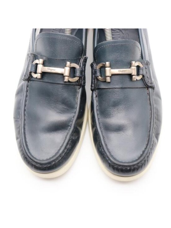 Salvatore Ferragamo Loafers Boat Men\'s 10.5 D Navy Leather Horse Bit Slip On main image 11